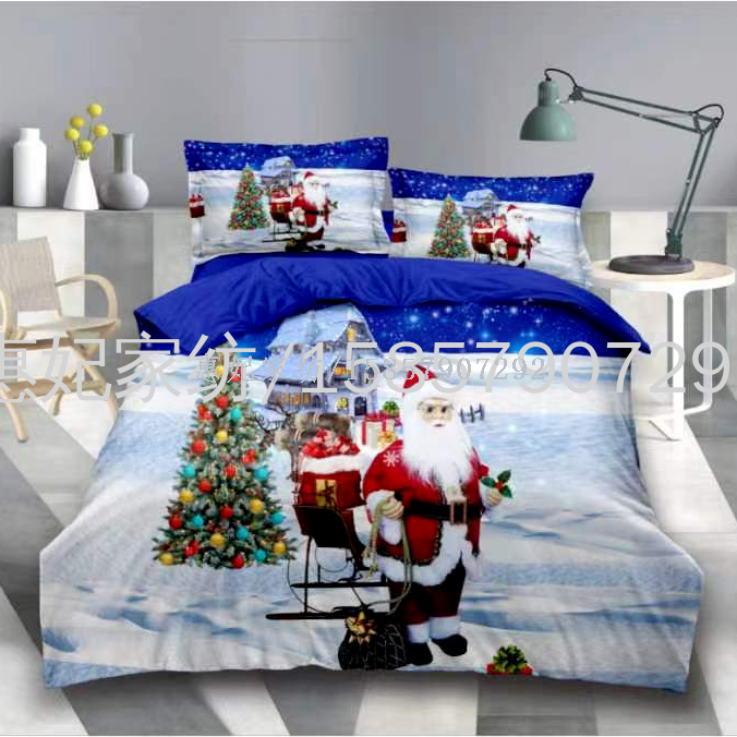 3Pcs Cross-border Foreign Trade 3D Christmas Cartoon Children's Bedding Gift Kit-image