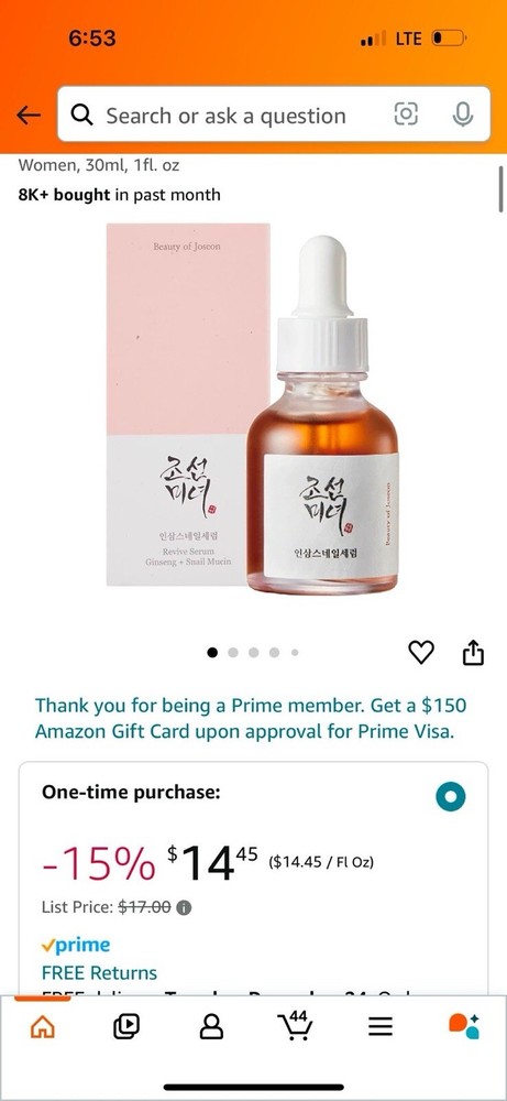 Snail Mucin Ginseng Serum with Peptides for Hydration Acne Dark Spots