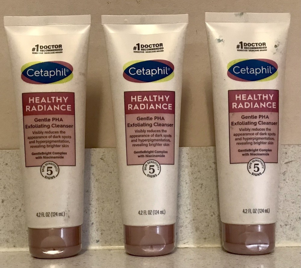 Cetaphil Healthy Radiance Gentle PHA Exfoliating Cleanser 4.2 oz Lot Of 3 Sealed