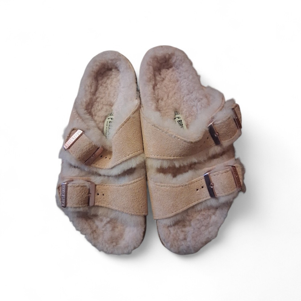 Birkenstock Girls Youth Size 32, 1-1.5 Arizona Shearling Suede Sandals Rose