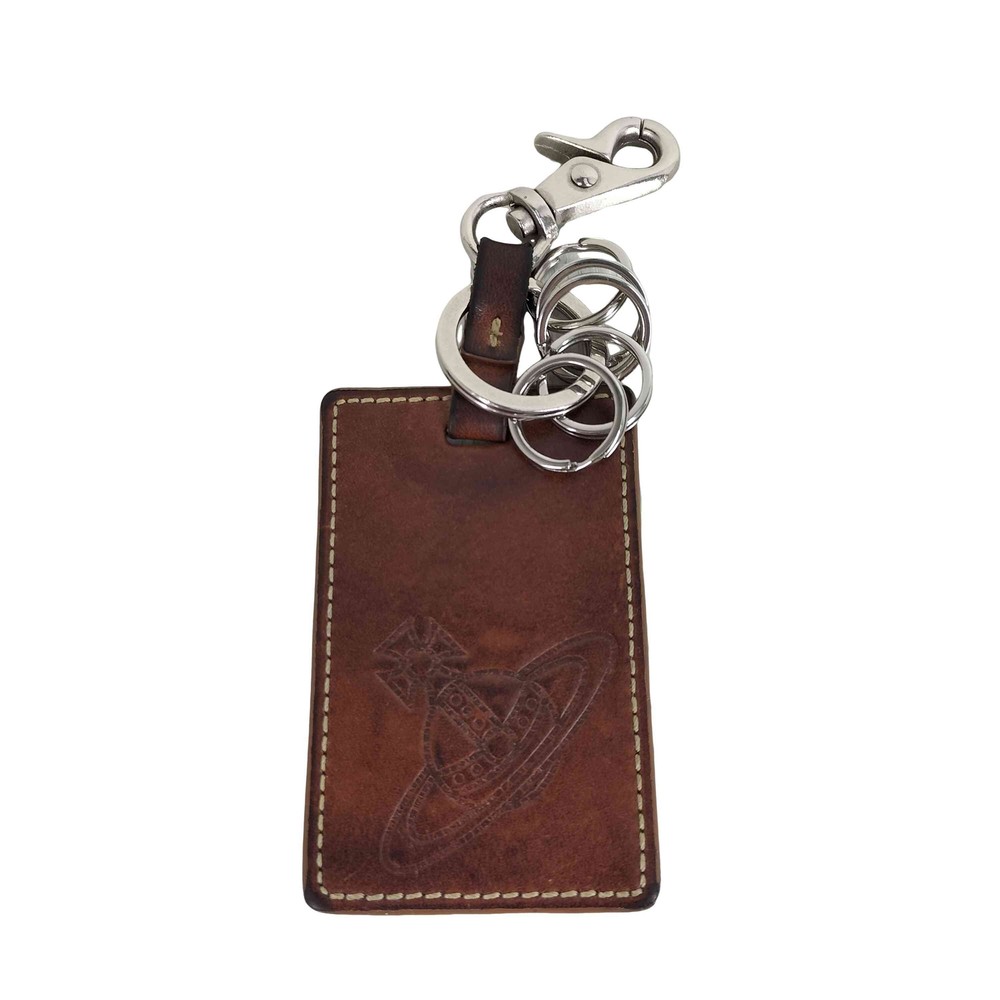 Vivienne Westwood Orb Engraved Leather Key Ring Chain Men's ES011