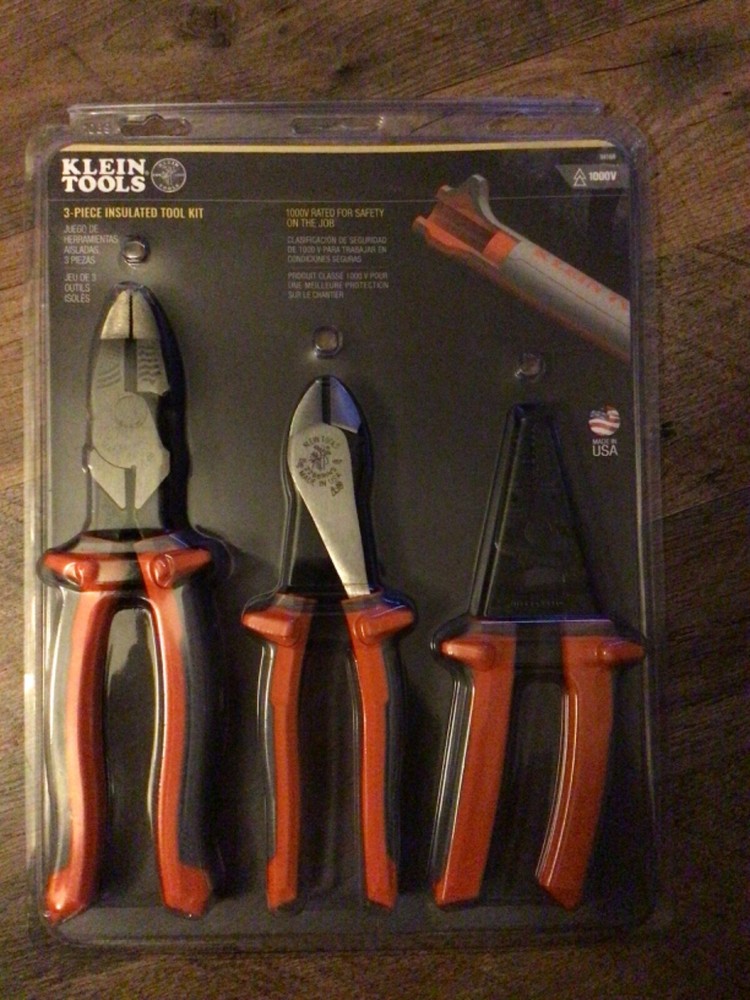 KLEIN Tools 3 piece 9416R 1000V Insulated Plier, Cutter, Stripper Tool Kit 1000V