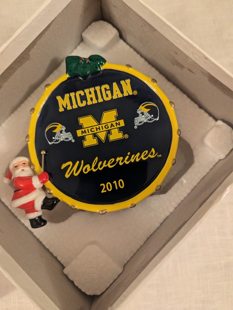 University Of Michigan Danbury Mint 2010 Christmas Drum Ornament