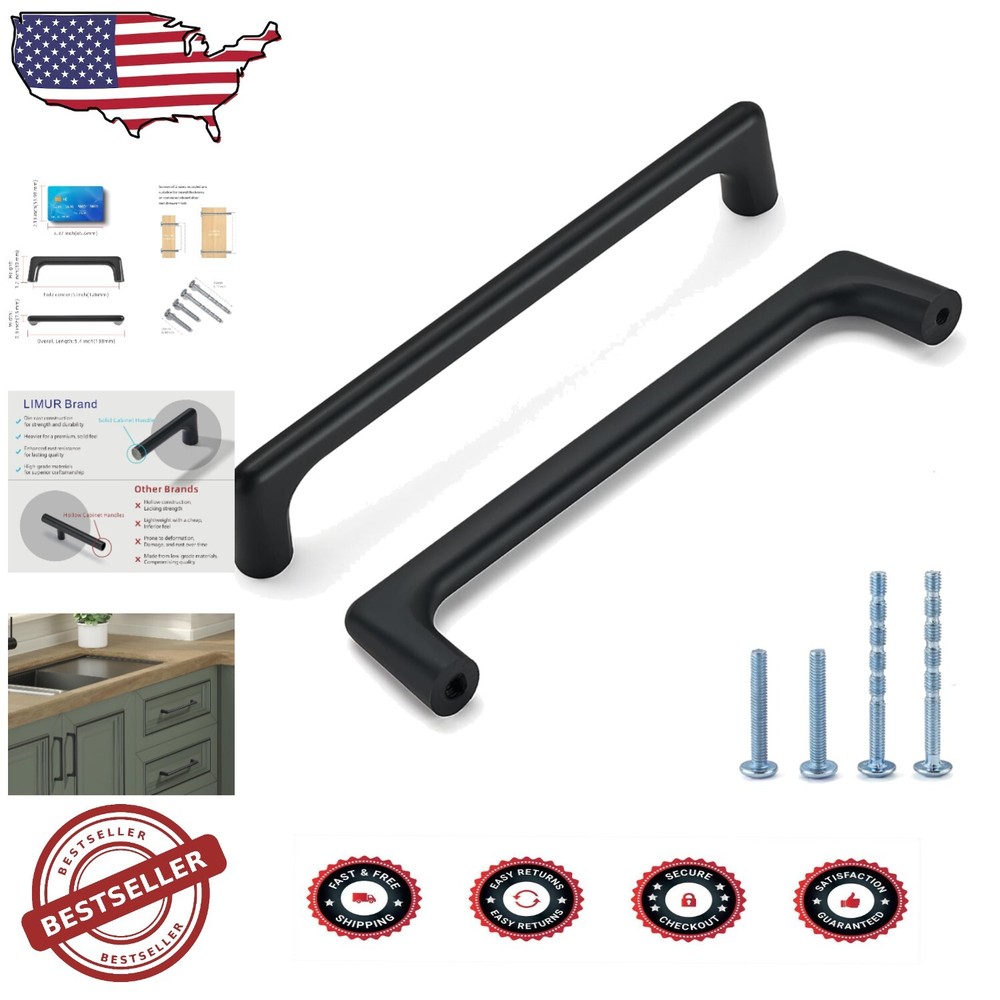 15 Pack 5-Inch Matte Black Cabinet Pulls - Stylish Drawer Handles for Modern ...