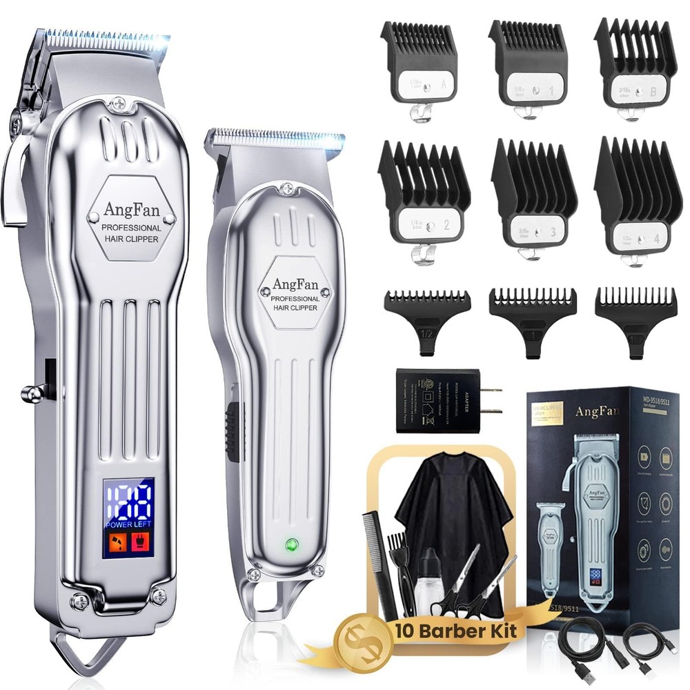 Men's Professional Hair Clipper & Beard Trimmer Kit with T-Blade & Charger