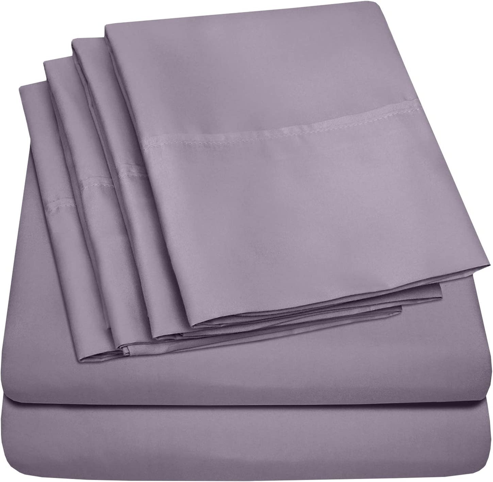 Queen Sheets Plum - 6 Piece 1500 Supreme Collection Fine Brushed Microfiber Deep