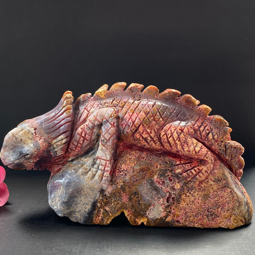 900g Esfalerita Roja Natural Tallada a Mano Lagarto Cuarzo Cristal Decoración Curativa