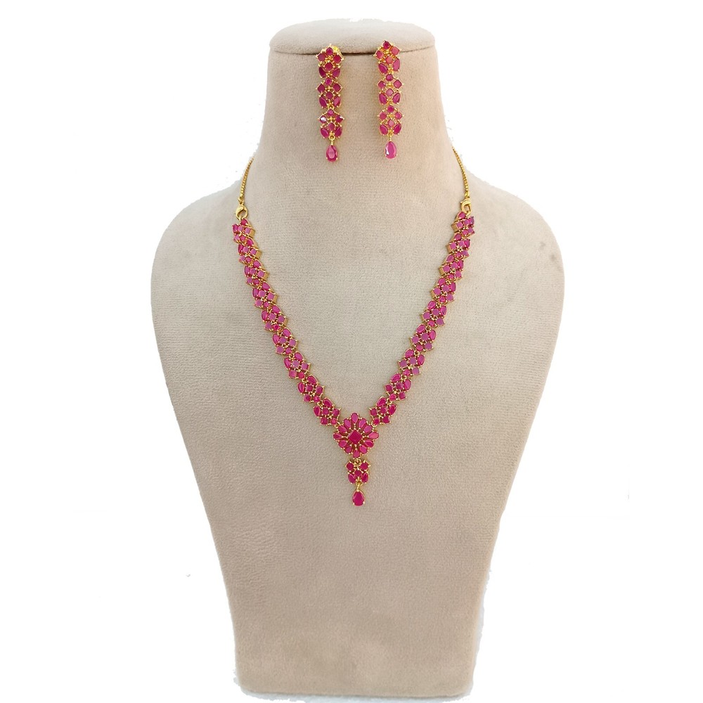 Ruby Gemstone Necklace Jewelry ,Gold plated Necklace, South Indian Necklace