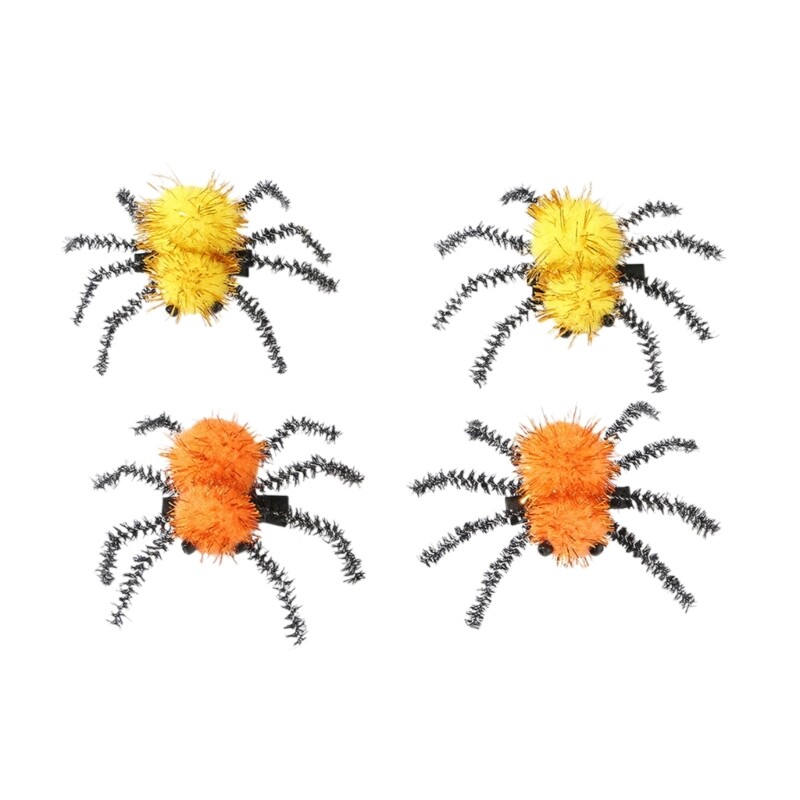 4PCS Spooky Spiders Hairclip Halloween Theme Party Pin Children Accessories