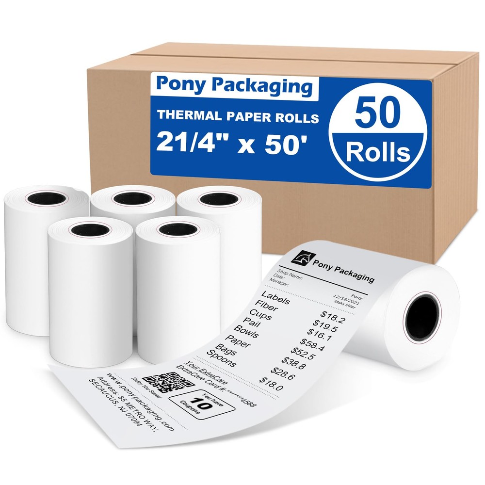 2.25-Inch x 50-Foot BPA-Free Thermal Receipt Paper Roll 50-Pack