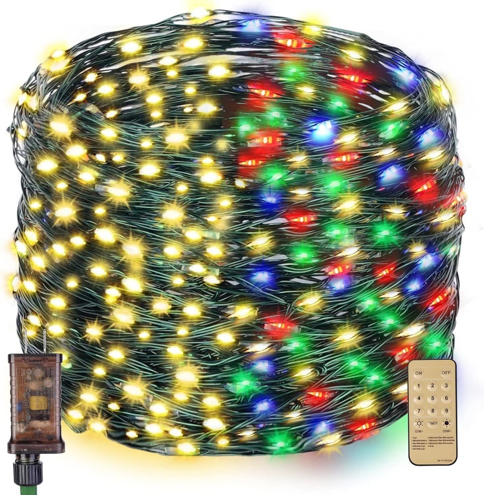 XUNXMAS Outdoor Indoor String Lights Christmas 500LED Warm White Multicolor F...