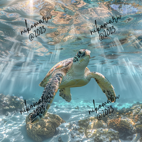 Sea Turtle Digital Art Wallpaper for Desktop Background-image