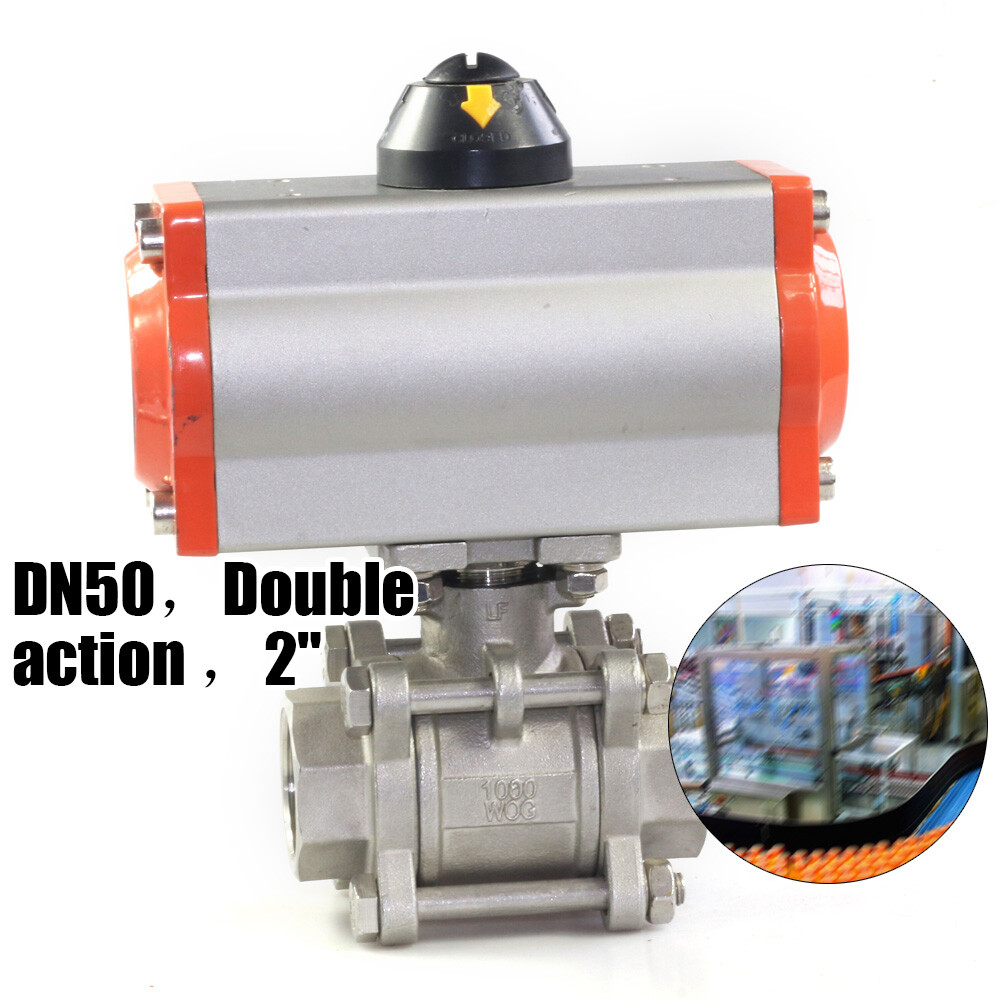 1000psi 2 inch Stainless Steel Pneumatic Double Acting Air Actuated Ball Valve