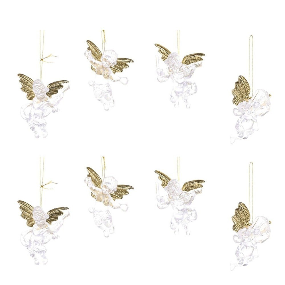 Exquisite Design 8 Angel Christmas Tree Xmas Hanging Clear Silver Ornaments