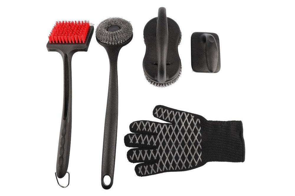 5-Piece Grill Cleaning Kit with Scrapers, Nylon & Wire Brushes