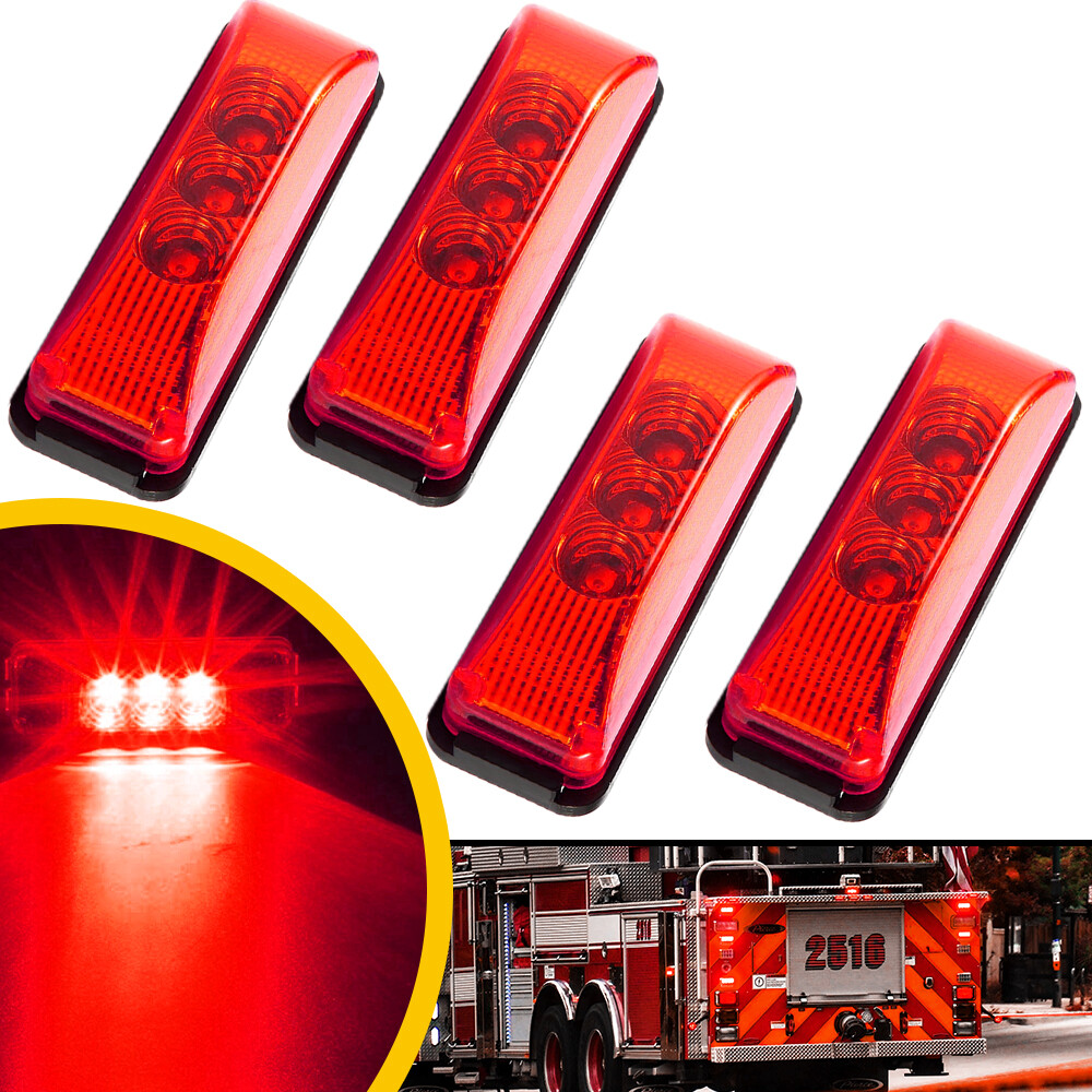 4X Marker 12V Side Indicator Lights LED Truck Red Trailer Signal Running Light
