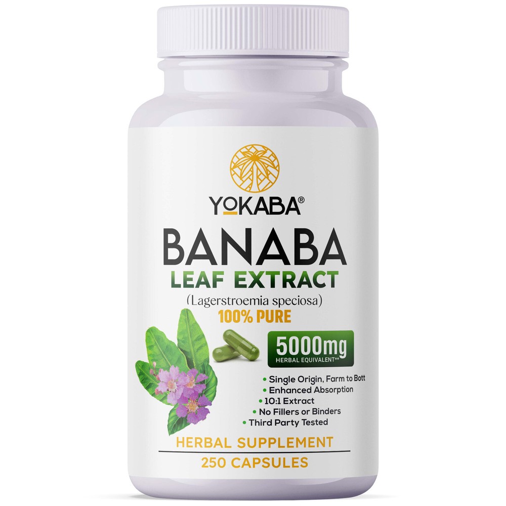 250 Capsules BANABA Leaf Extract 5000mg Corosolic Acid 3.8mg Lagerstroemia