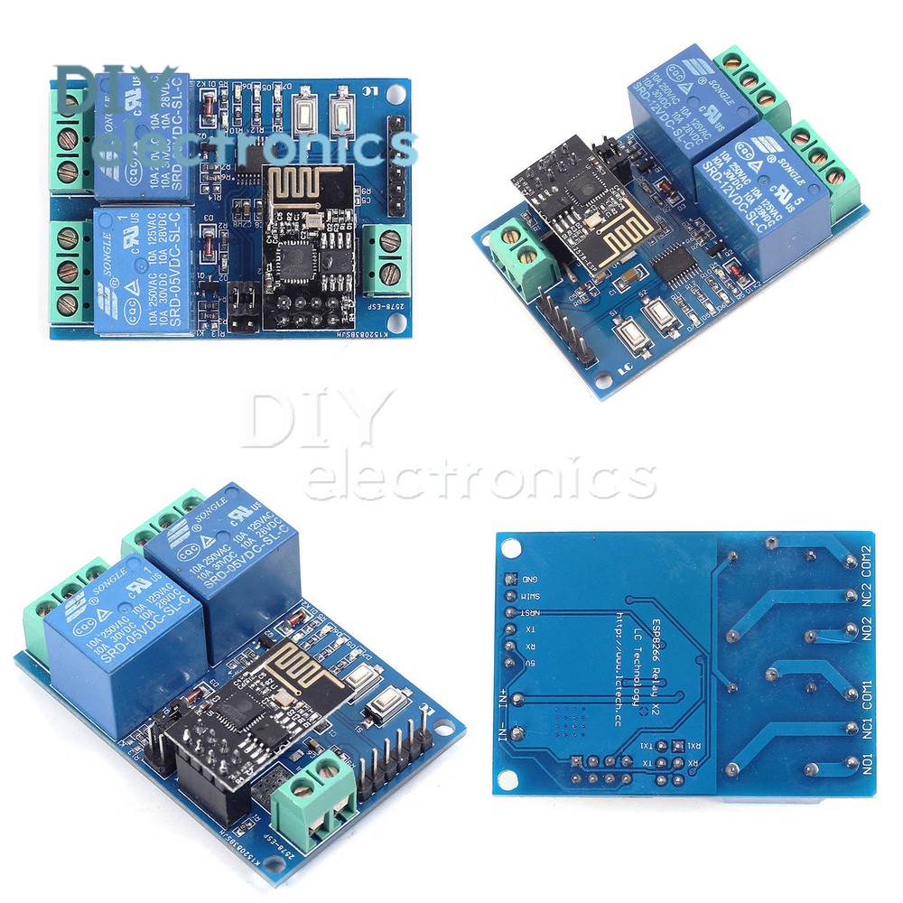 5/12V 2CH WIFI Relay ESP8266 IOT APP Remote Controller  For Smart Home US-image