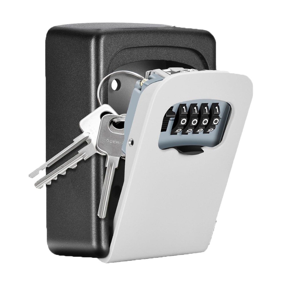 Wall Mounted 4-Digit Combination Key Lock Box for Outdoor House Keys