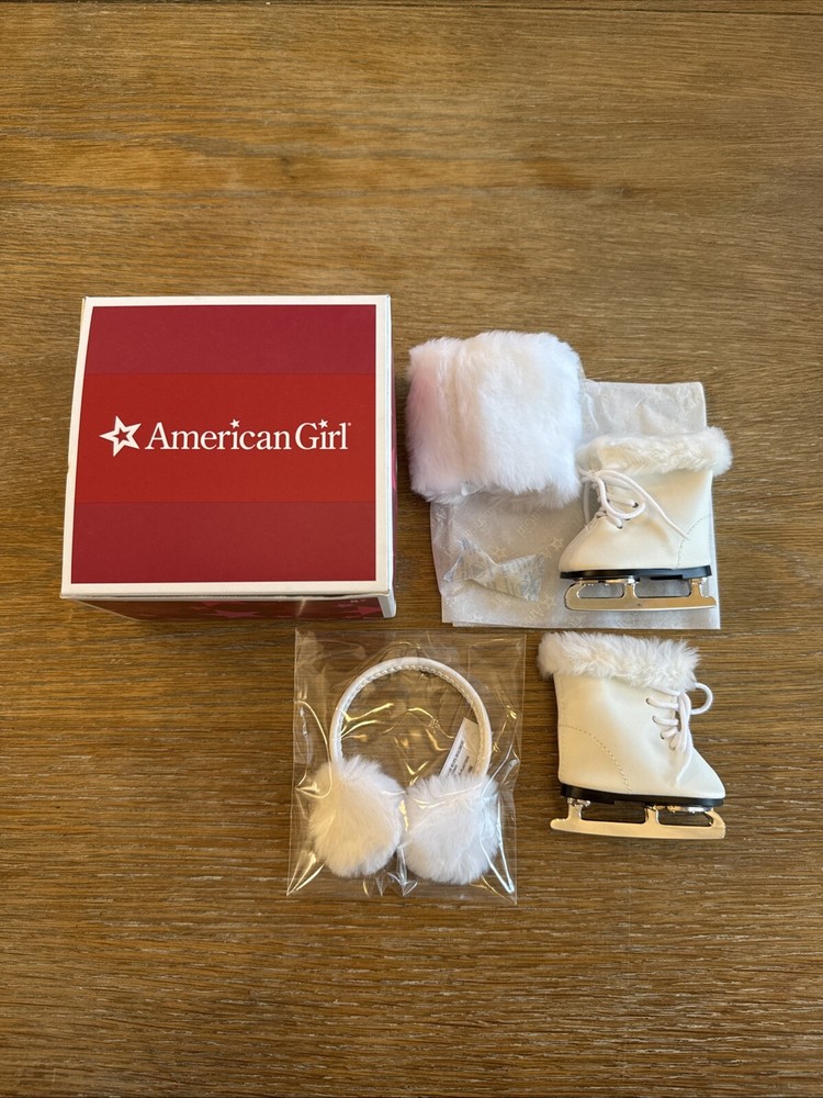 American Girl Molly’s Ice Skates Ear Muffs Mitt Set Brand New in Box
