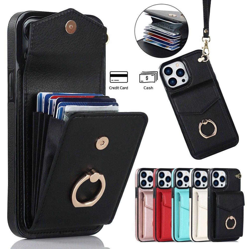 Credit Card Slots Handy Wallet Leather Shockproof Case Cover For Apple iPhone-image