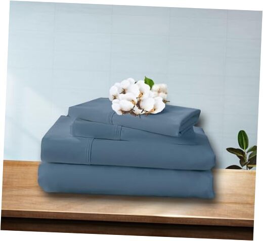 Luxury Sheets Set 4 Piece Comfy Breathable 600 Thread Count Queen Medium Blue