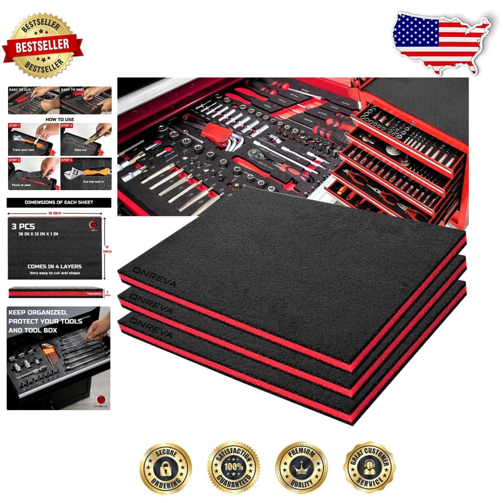 Premium Polyethylene Tool Foam Sheets for 18x12in Tool Box Organization - 3 Pack