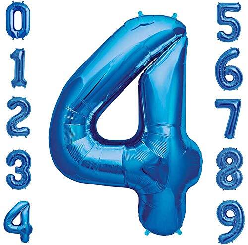 Tellpet 40 Inch Blue Number 4 Balloon for Parties