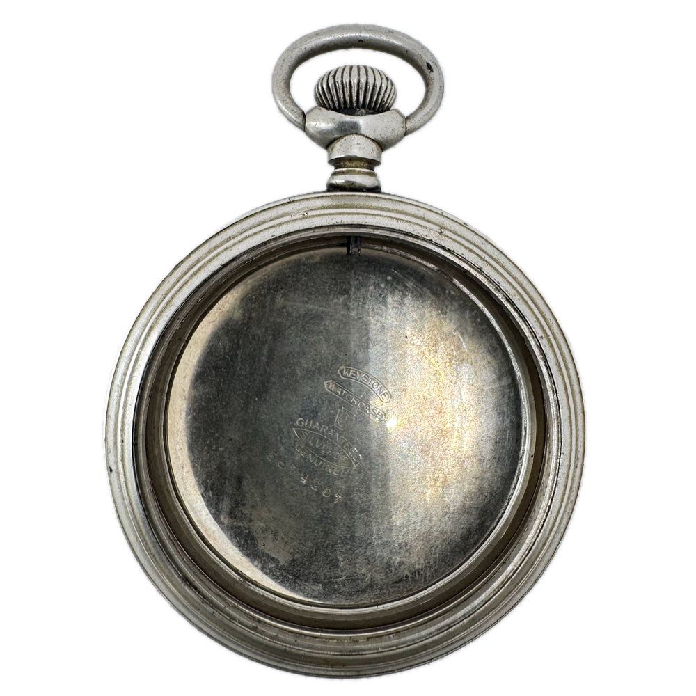 Antique 18s Keystone Coin Edge Open Face Pocket Watch Case Silveroid USA