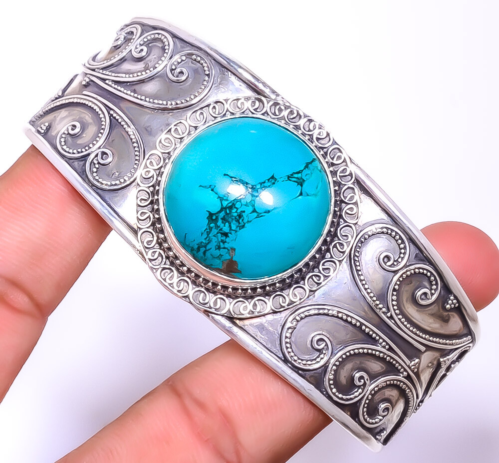 Turquoise - Tibetan 925 Sterling Silver Bali Cuff Adst. T999 TC3367-34 A322