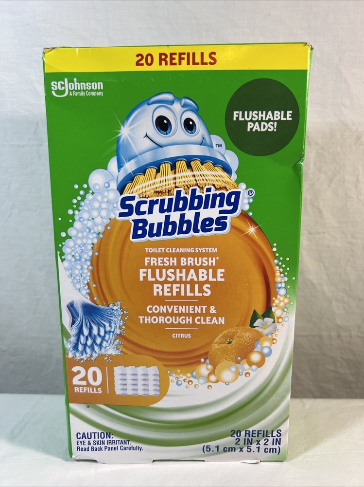 (NEW) Scrubbing Bubbles Toilet Cleaning System Fresh Brush 20 Flushable Refills