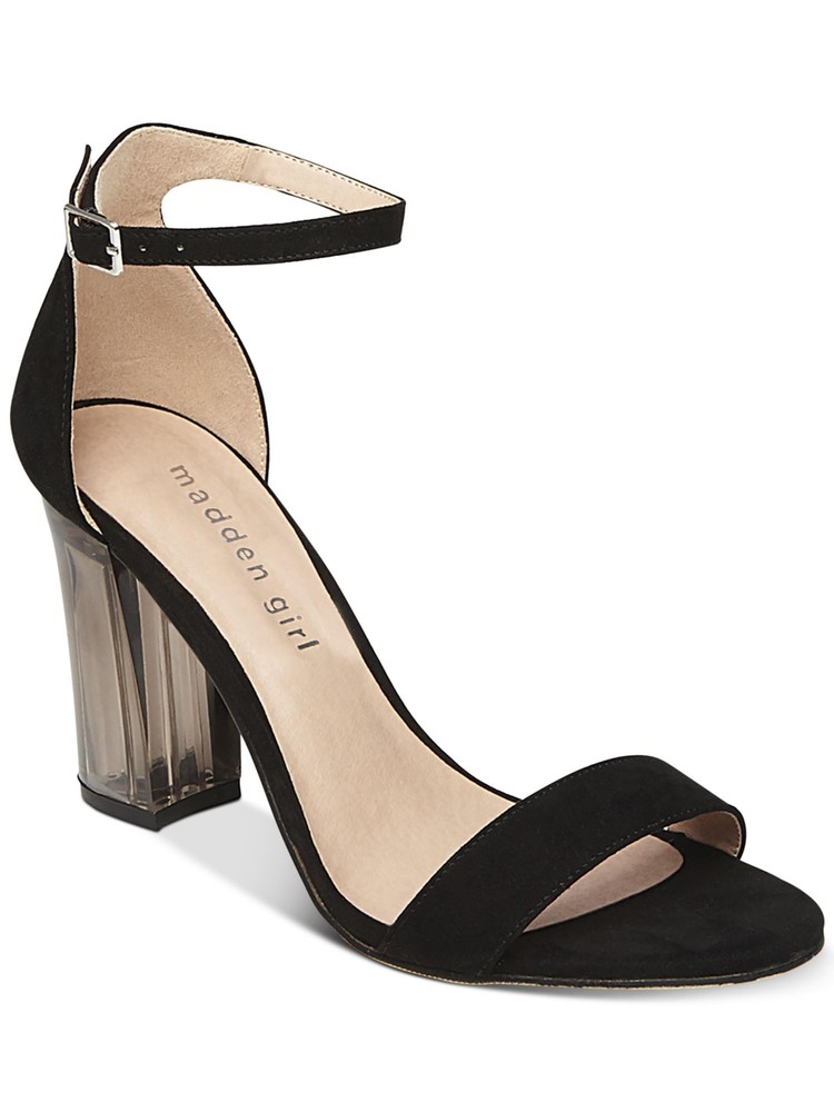 MADDEN GIRL Womens Black Beella Open Toe Block Heel Buckle Sandals Shoes 5 M