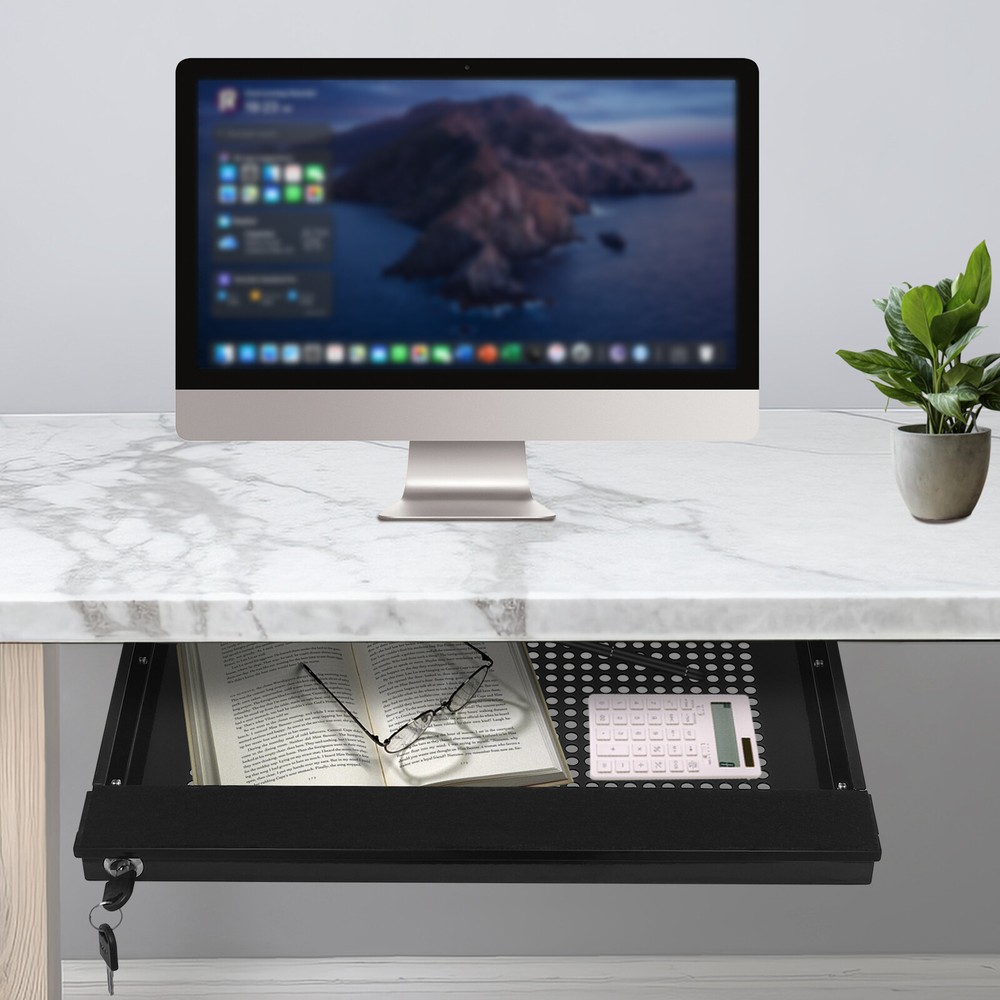 Black Under-Desk Pull-Out Drawer Organizer for Standing Desks