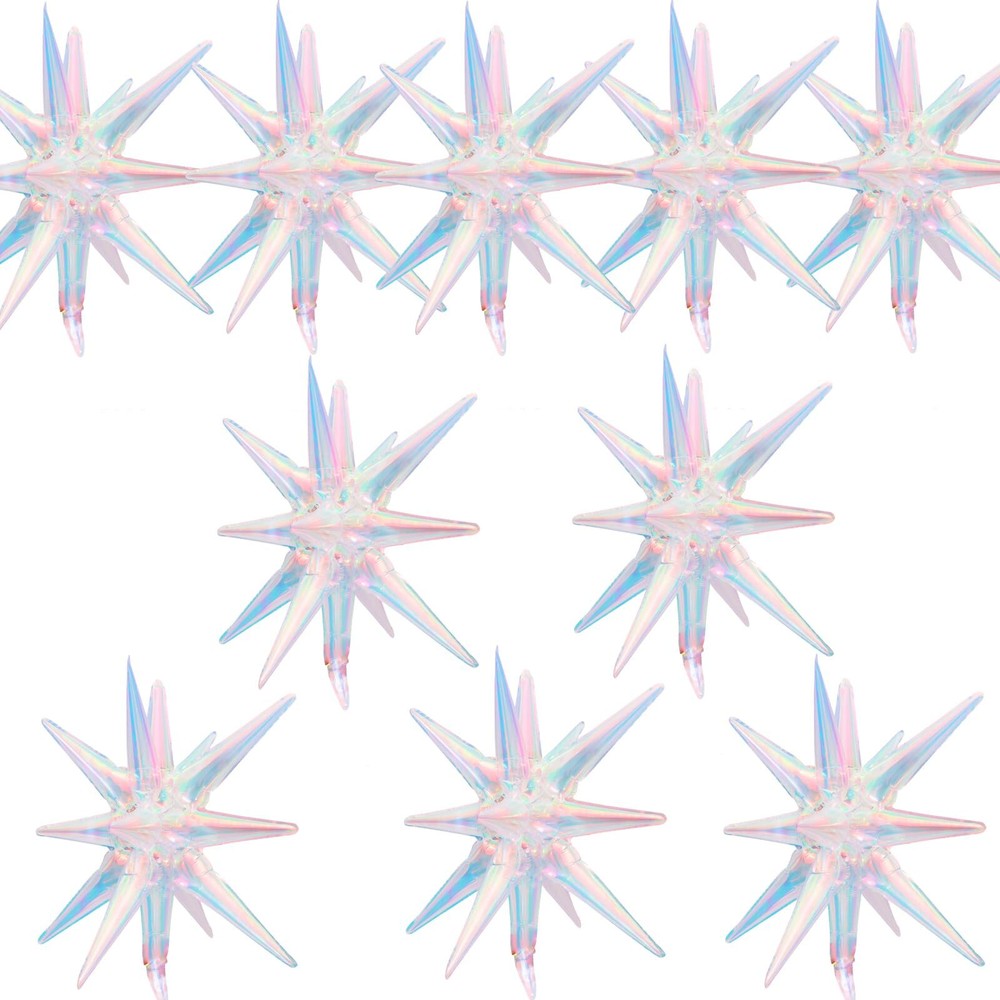 10pcs 22in Colorful Laser Star Balloons Iridescent Party Decor