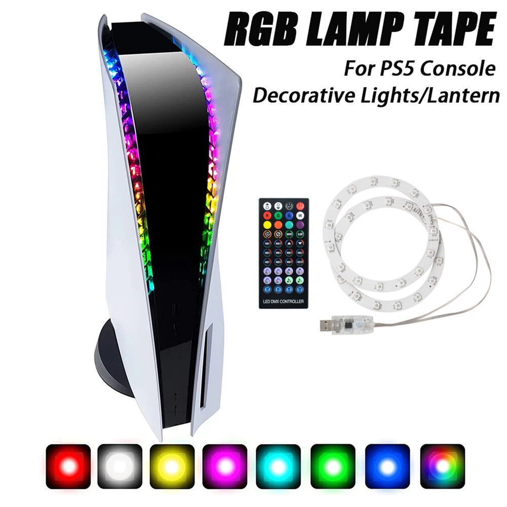 For PS5 Console USB 5050 RGB LED Light Strip Kit Sync Music 8 Colors 400 Effects