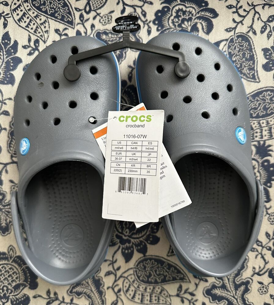 Waterproof Crocs Crocband Slip-On Clogs in Charcoal Ocean Color