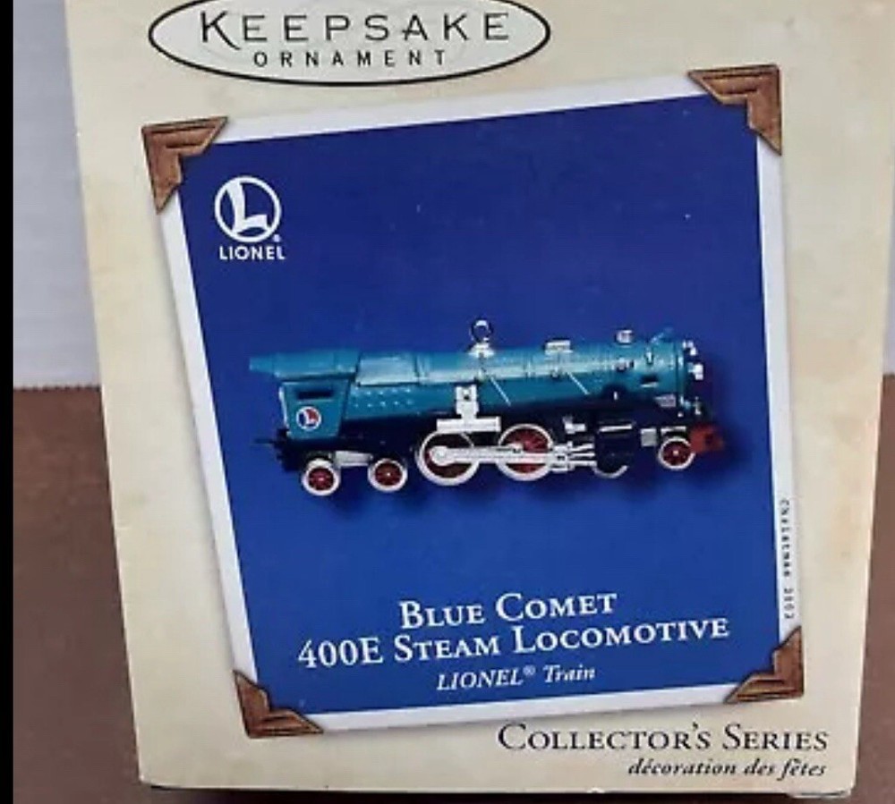2002 HALLMARK KEEPSAKE LIONEL BLUE COMET 400E STEAM ENGINE LOCOMOTIVE ORNAMENT