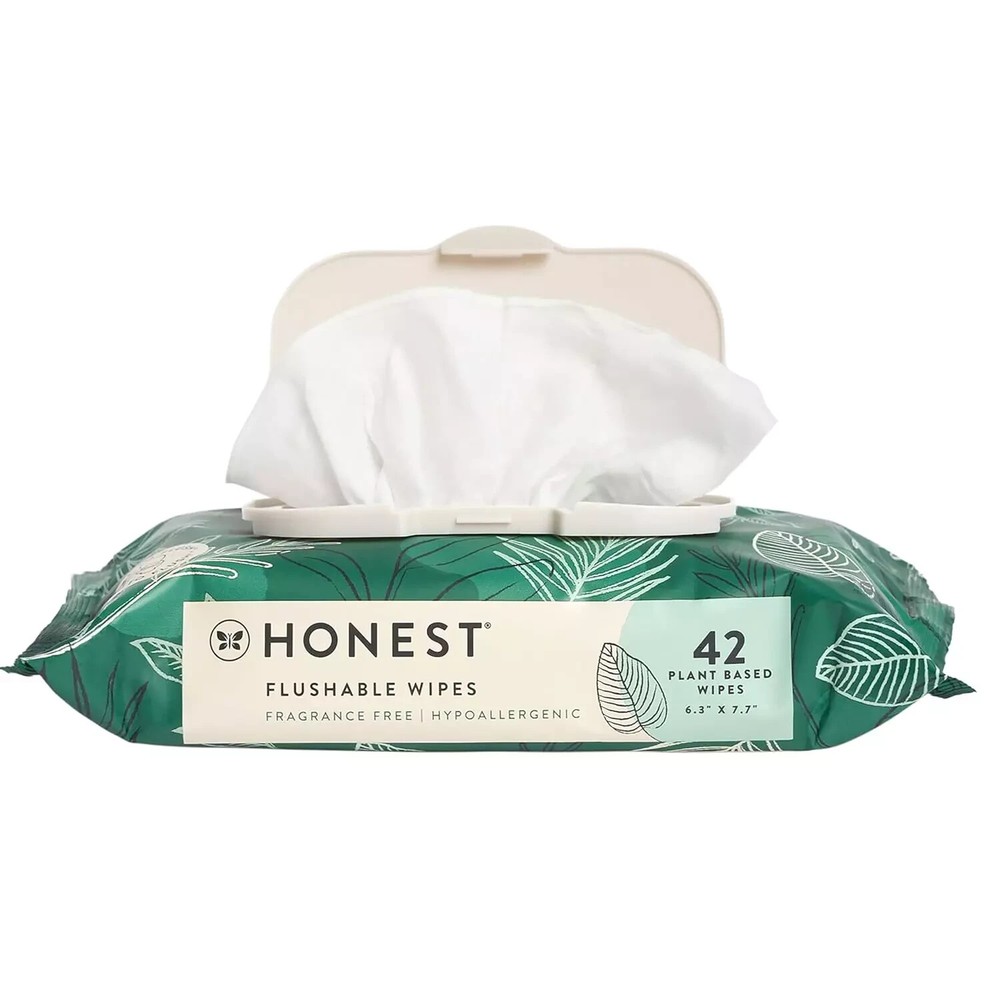 The Honest Company Plant-Based Flushable Wipes | 99% Water, Hypoallergenic, EWG