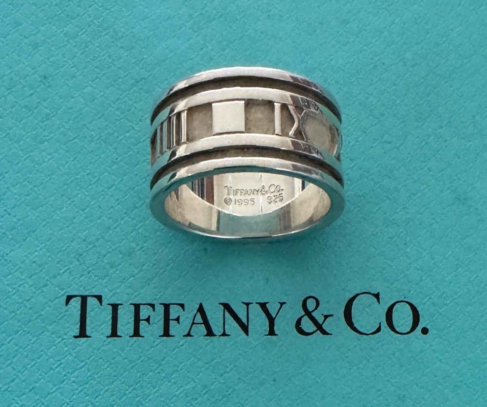 Tiffany & Co  Atlas  Wide Ring Sterling Silver  925 Size  9 1/4 US   1995