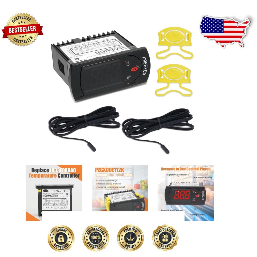 LCD Digital Thermostat with Wall Mount and Backlit Display for Freezer Control