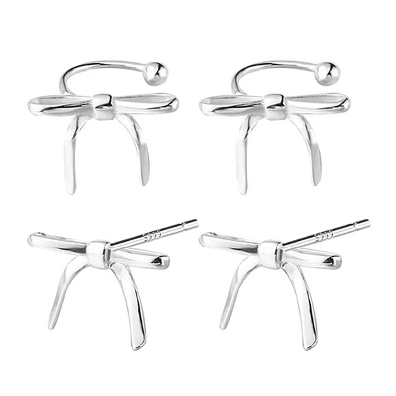 Bowknot Ear Grips Elegant Studs for Weddings Dinners Special Occasions