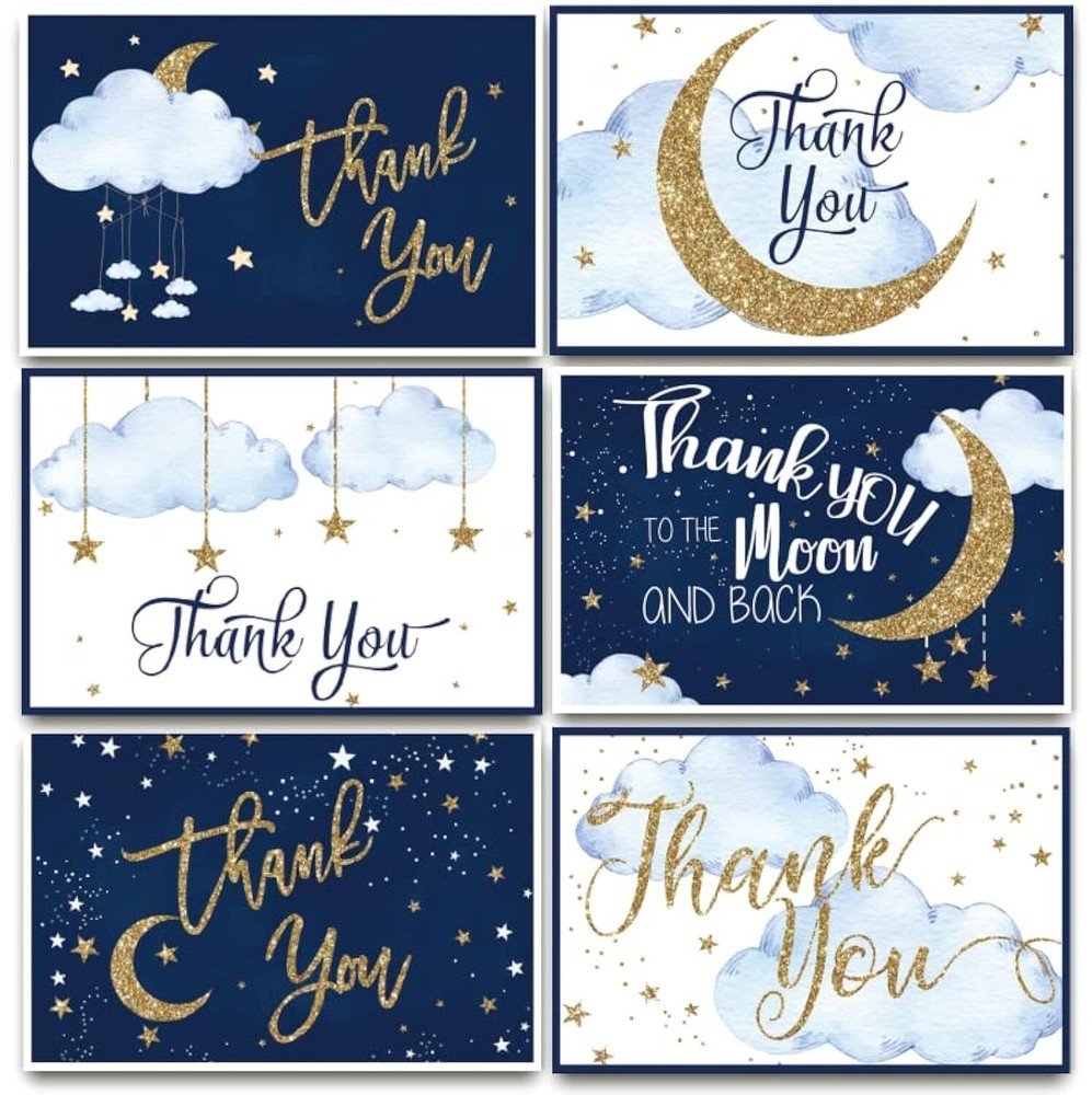 AnyDesign 36 Pack Stars Thank You Greeting Cards with Envelopes Matching Seal...