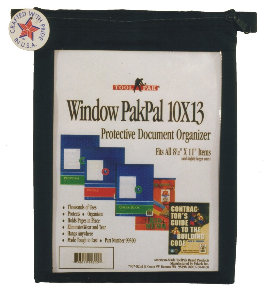 Window PakPal 10X13 Map case Document protector ToolPak Brand by Paktek zip Bag-image
