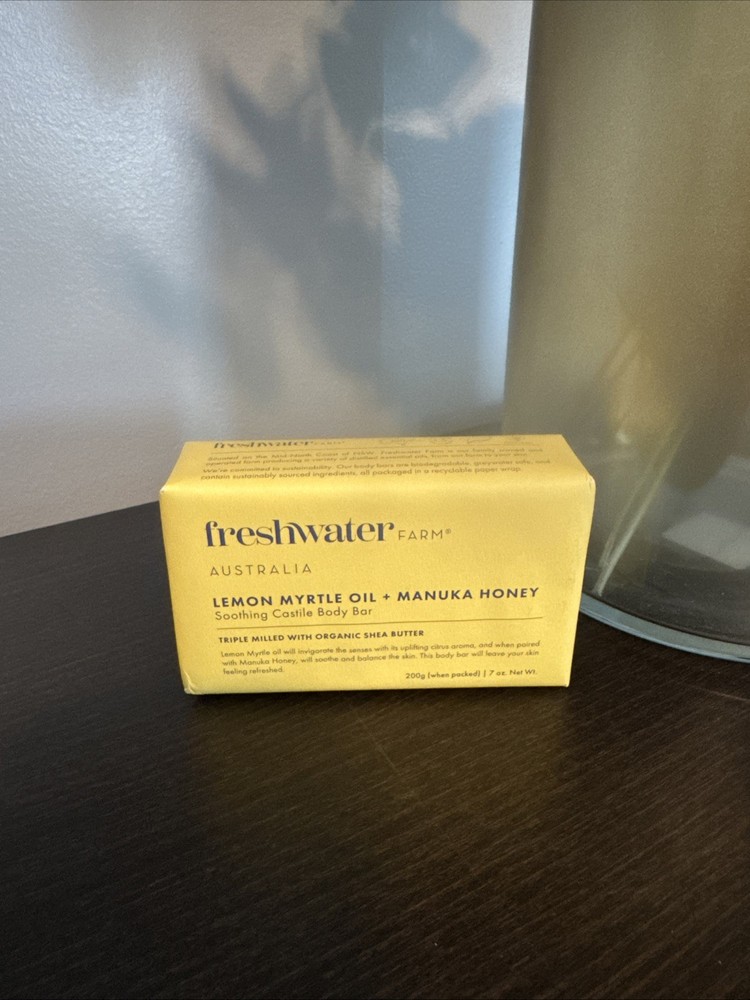 Freshwater Farm Australia Castile Bar Soap Lemon Myrtle Oil + Manuka Honey