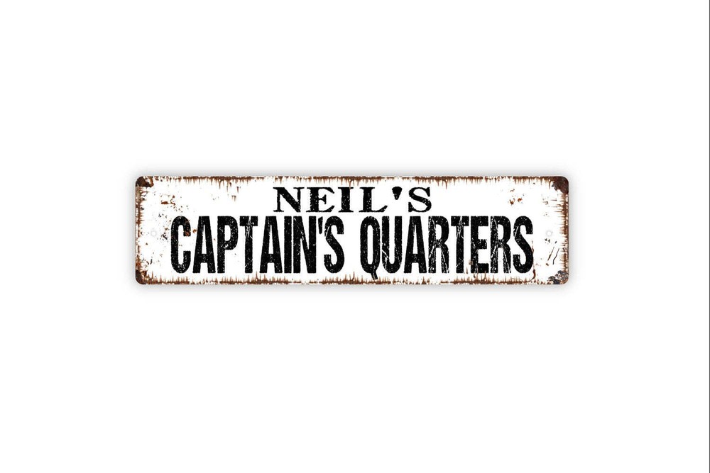 Personalized Captain's Quarters Sign, Custom Metal Sign, Rustic Street Sign or