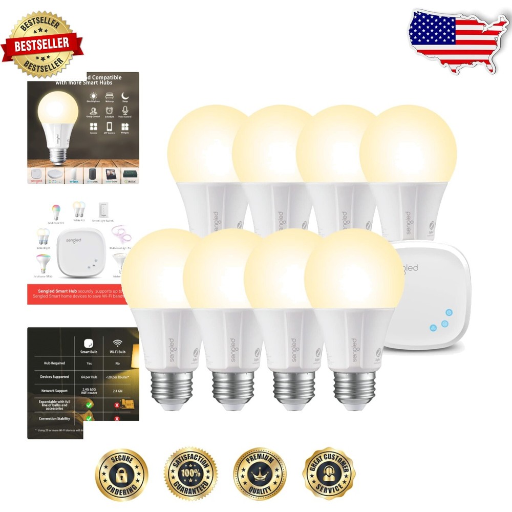 Voice-Controlled Dimmable 2700K LED Bulbs 8-Pack Smart Home Starter Kit-image