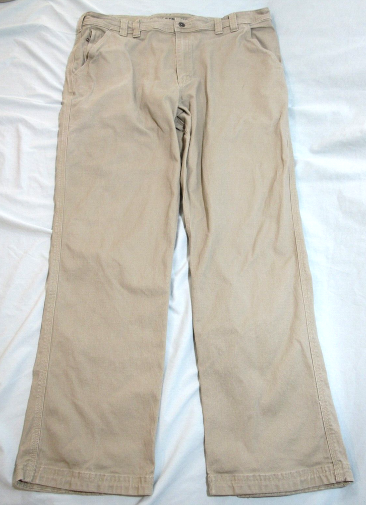 Duluth Trading Flex Fire Hose Standard Pants Men 40 x 32 Beige Stretch Canvas
