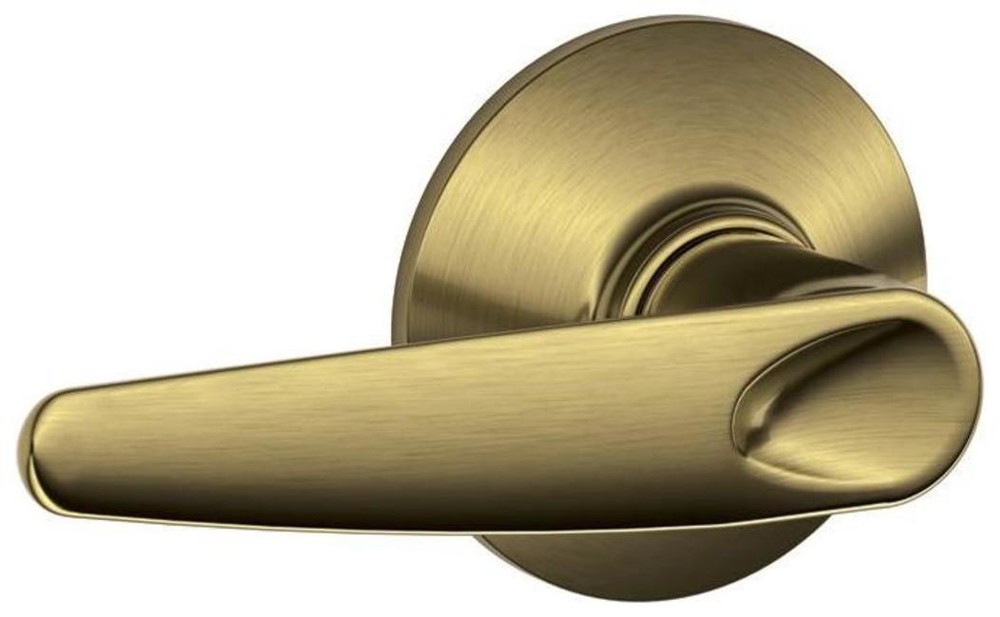 Schlage F10-JAZ Jazz Passage Door Lever Set in Satin Nickel