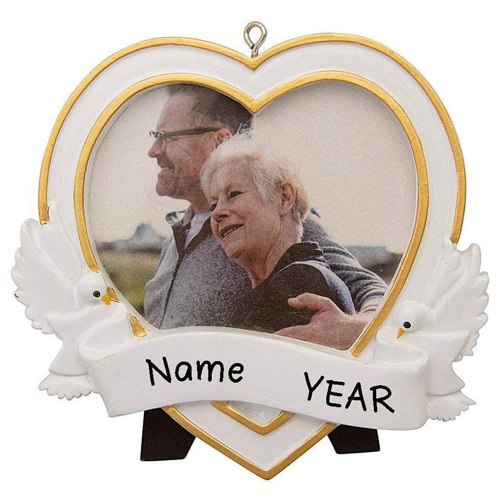 Memorial Heart Photo Frame Christmas Tree Ornament Personalized Keepsake-image