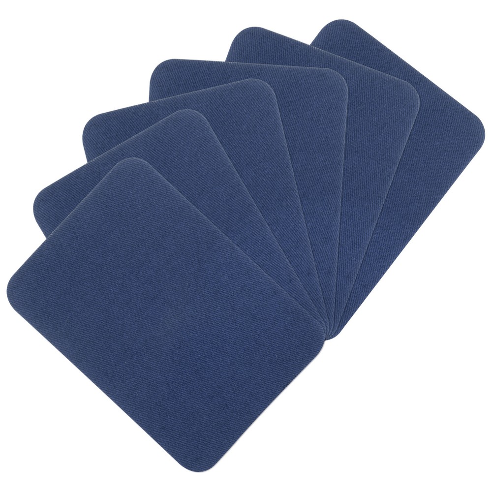 6Pcs 3x4-1/4 Inch Dark Blue Cotton Iron-On Fabric Repair Patches for Clothes  